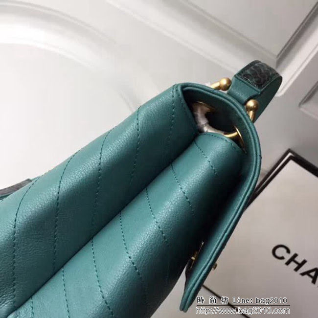 香奈兒CHANELChane Handle 新品復古設計 正品打版原版皮配水蛇皮手提斜挎包 DSC1122